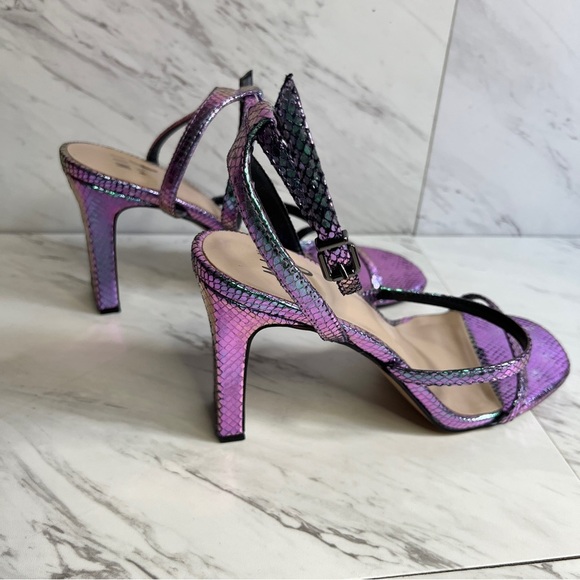 LIKE NEW Mix No. 6 Aliciana Iridescent Purple Snake Heeled Sandal SZ 10 - Picture 8 of 11